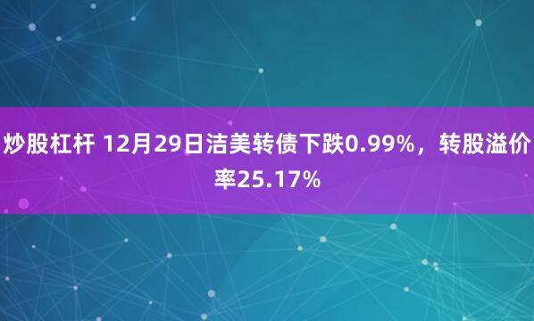 炒股杠杆 12月29日洁美转债下跌0.99%，转股溢价率25.17%